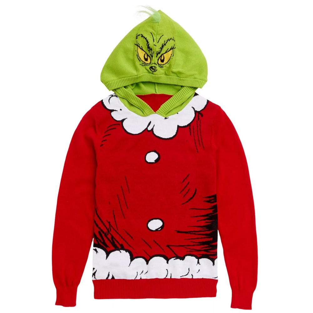 Grinch Hooded Ugly Christmas Sweater Small